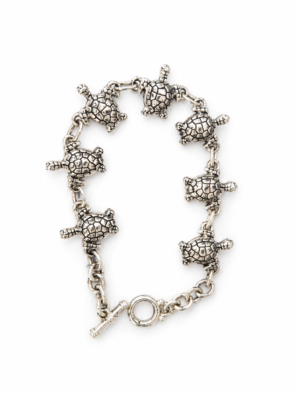 Silver Turtle Charm Bracelet Coastal Beach Jewelry Ocean Style